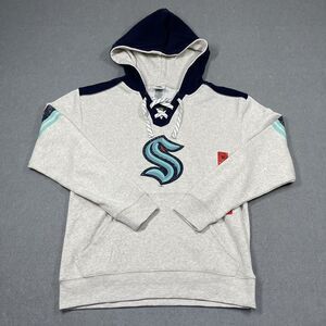 Seattle Kraken Hoodie Men Medium White Lace Up Neck Pullover NHL Hockey Fanatics